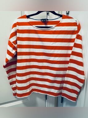 Tommy Hilfiger Orange and White Striped Knit Top